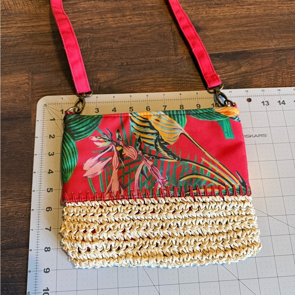 Roxy Red and Beige Tropical Crossbody Bag Vintage - Picture 12 of 12